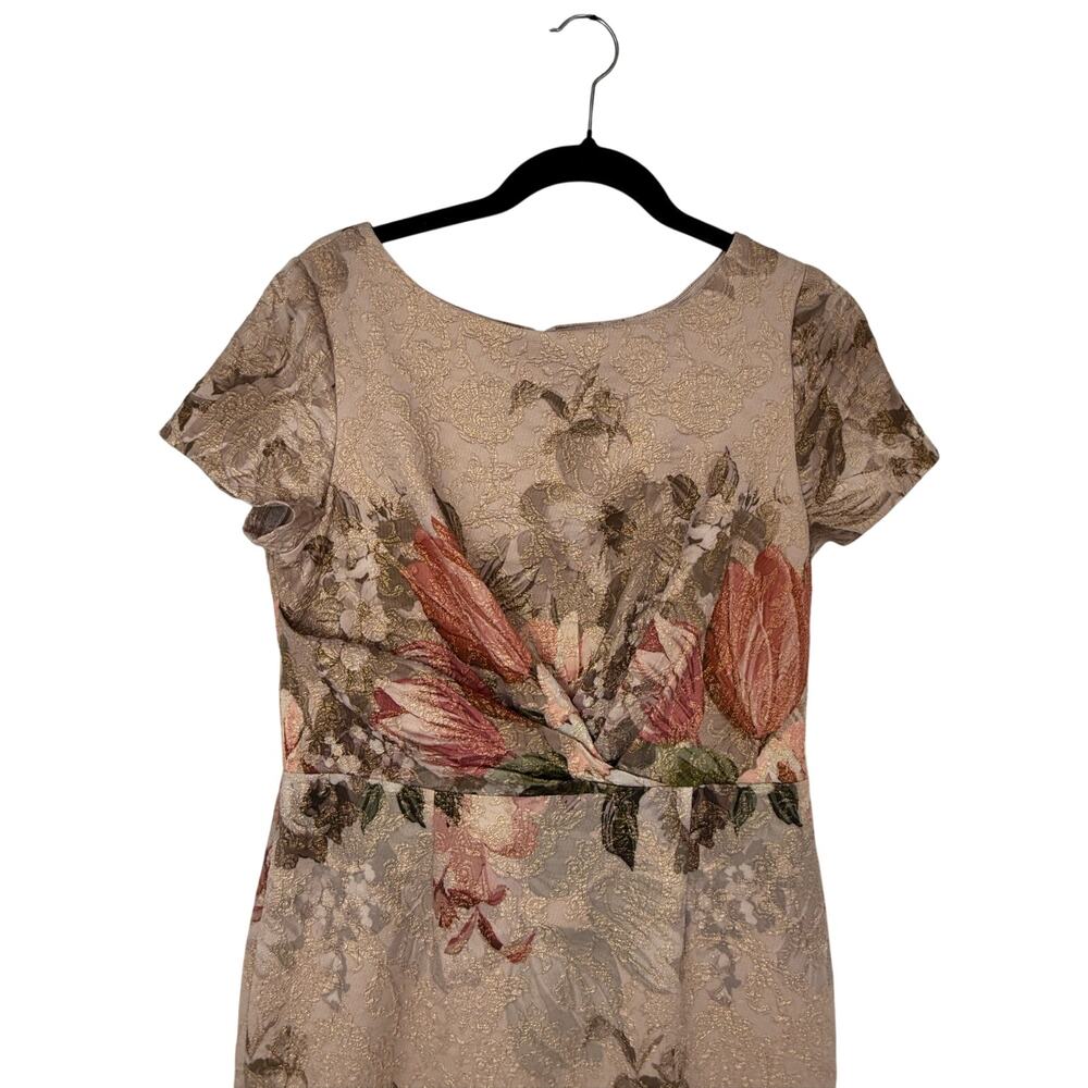Elegant Floral Taupe Maxi Dress with Pink Accents - Picture 5 of 12
